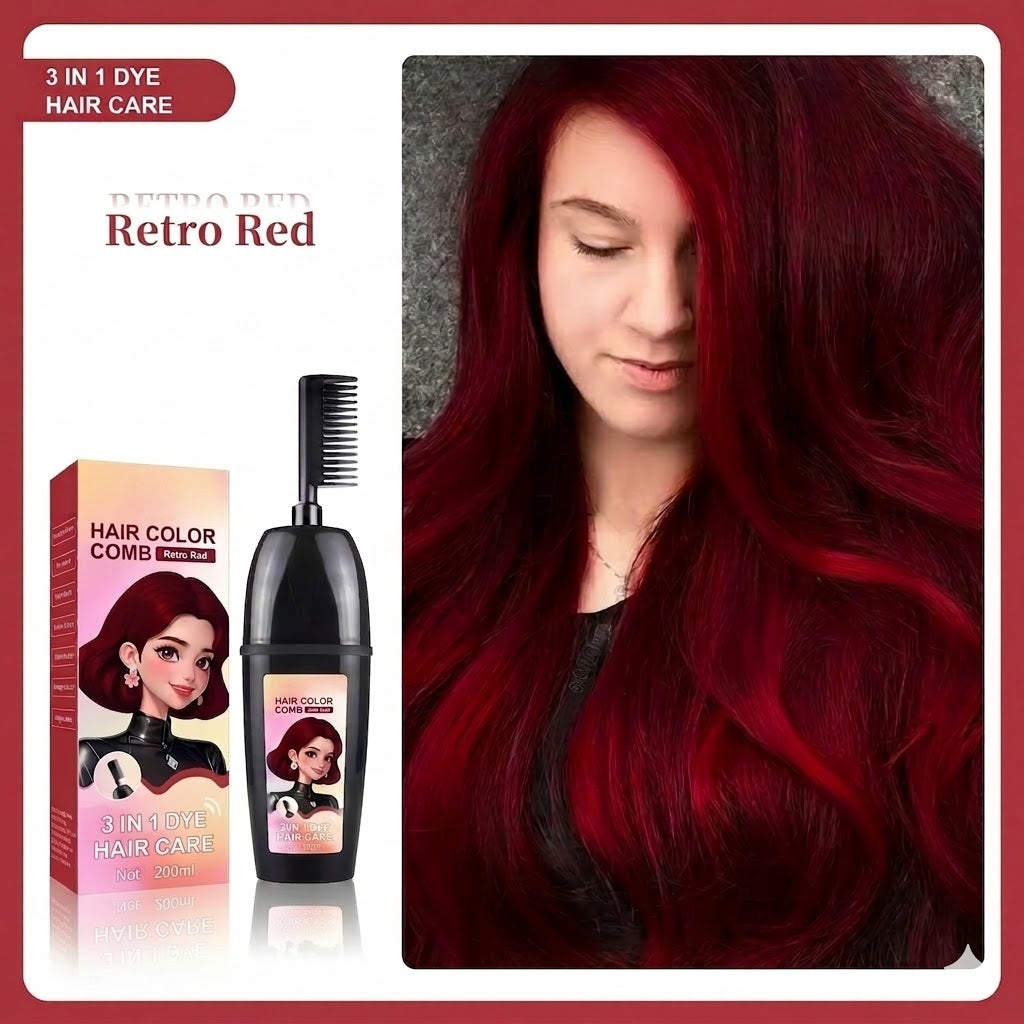 NAVOZILO®3-in-1 Hair Color Comb - Ammonia-Free DIY Hair Dye Shampoo Brush for Flawless Gray Coverage & Root Touch-Up (10-Min Fast Acting)