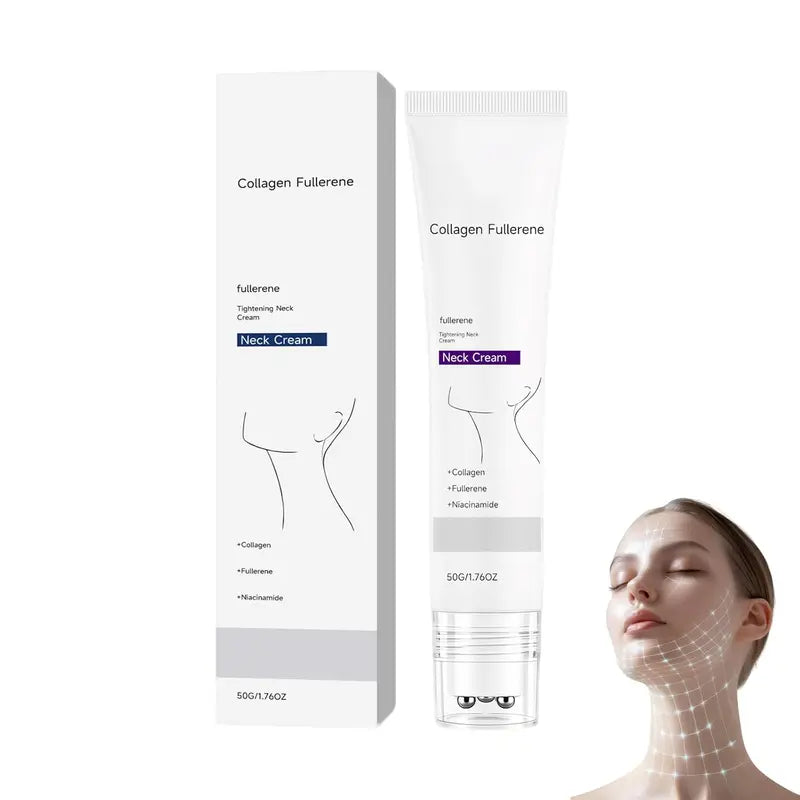 NAVOZILO® Collagen Fullerene Neck Cream, Five Rollers for All Around, for Smooths, Hydrating and Moisturizing, Lightweight Neck Care Cream for Women