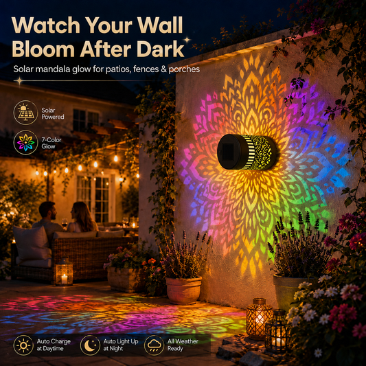 NAVOZILO®🏡☀️Seven-Color Changing Solar Mandala Projection Wall Light