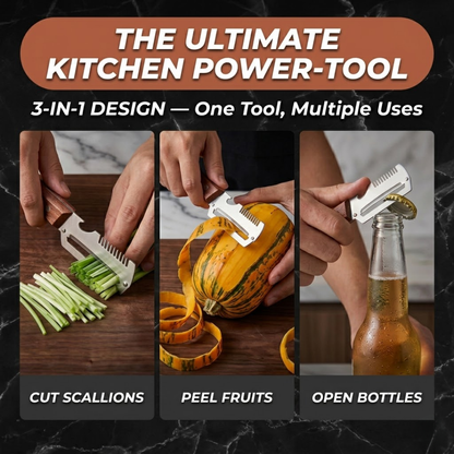 💟💟Navozilo®  3-in-1 Stainless Steel Vegetable Peeler with Wooden Handle & Bottle Opener