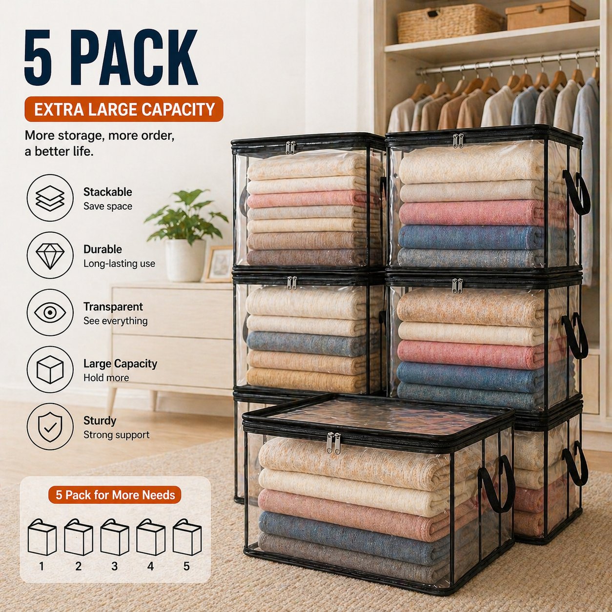 💟💟LAST DAY 50% OFF 📦NAVODILO® Large Heavy-Duty Thick Plastic Clear Storage