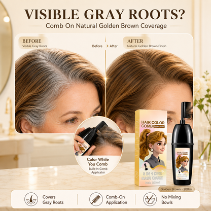 NAVOZILO®3-in-1 Hair Color Comb - Ammonia-Free DIY Hair Dye Shampoo Brush for Flawless Gray Coverage & Root Touch-Up (10-Min Fast Acting)