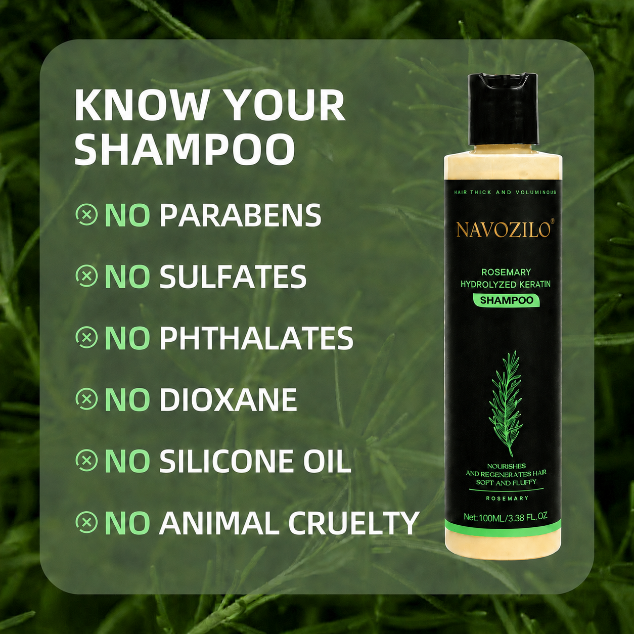 LAST DAY 50% OFF——🌿🌿NAVOZILO® Official -Size Rosemary Keratin Scalp Shampoo| Full-size scalp care for thicker-looking, stronger-feeling hair.