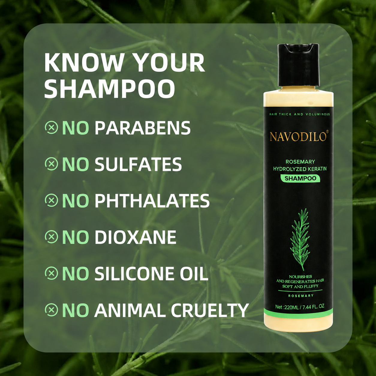 LAST DAY 50% OFF🏆NAVODILO® Official 200ml Full-Size Rosemary Keratin Scalp Shampoo| Full-size scalp care for thicker-looking, stronger-feeling hair.