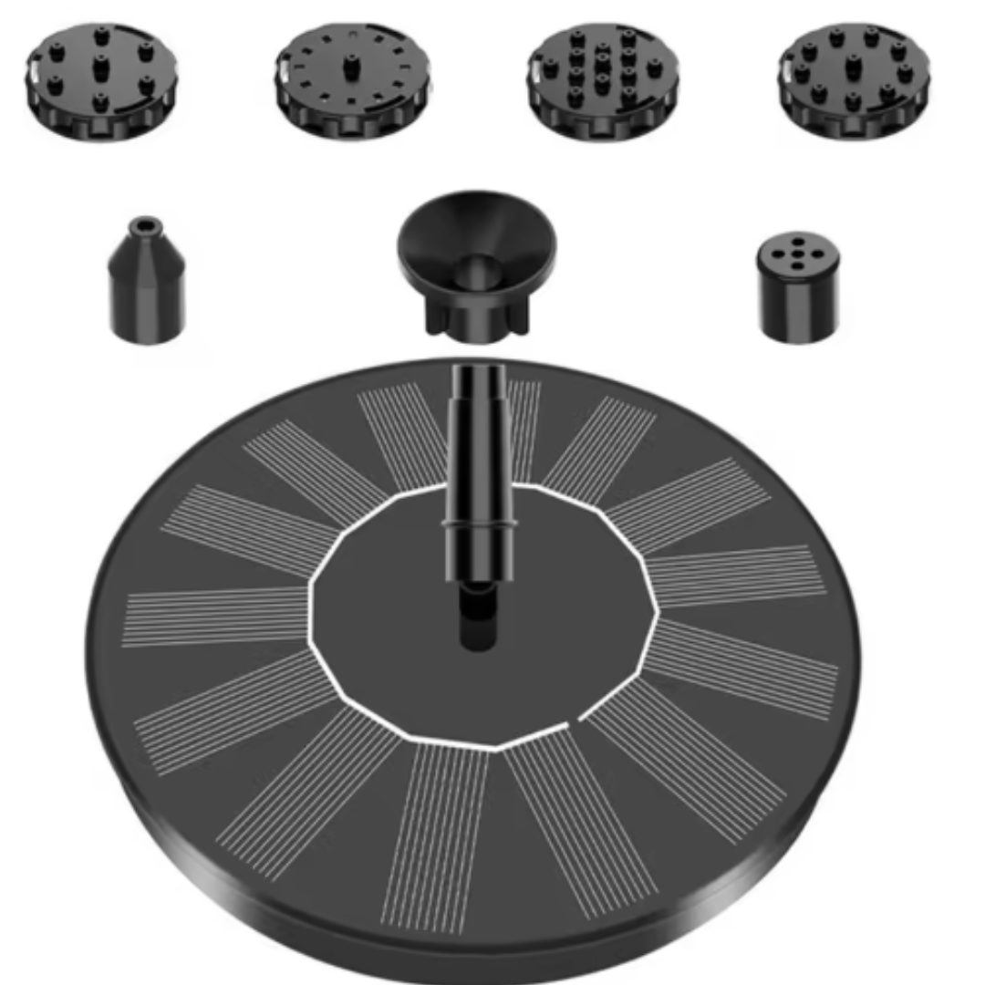 NAVODILO®Solar Fountain with 6 Nozzles – Solar Powered, Rechargeable Battery, LED Option