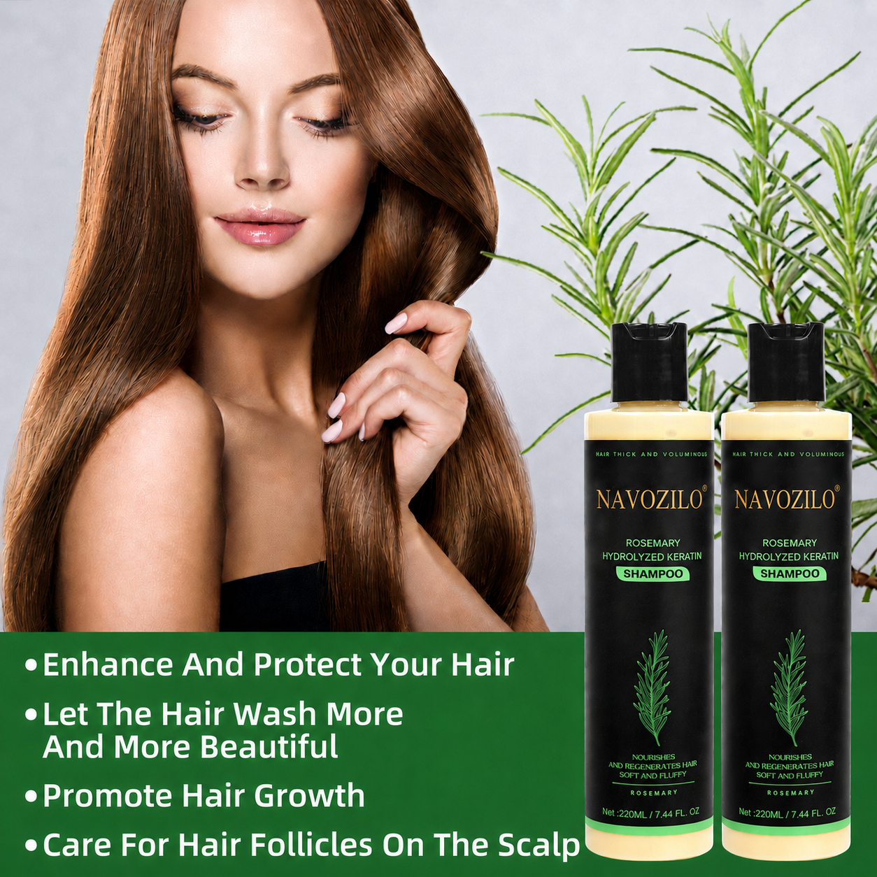 LAST DAY 50% OFF——NAVOZILO® Official-Size Rosemary Keratin Scalp Shampoo| Full-size scalp care for thicker-looking, stronger-feeling hair.