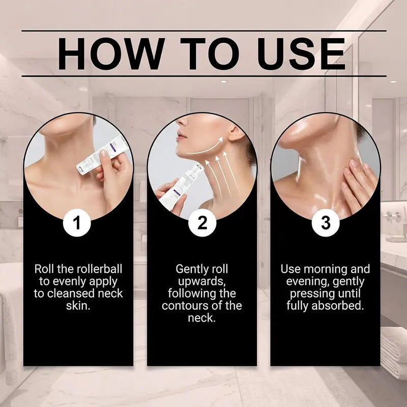 NAVOZILO® Collagen Fullerene Neck Cream, Five Rollers for All Around, for Smooths, Hydrating and Moisturizing, Lightweight Neck Care Cream for Women