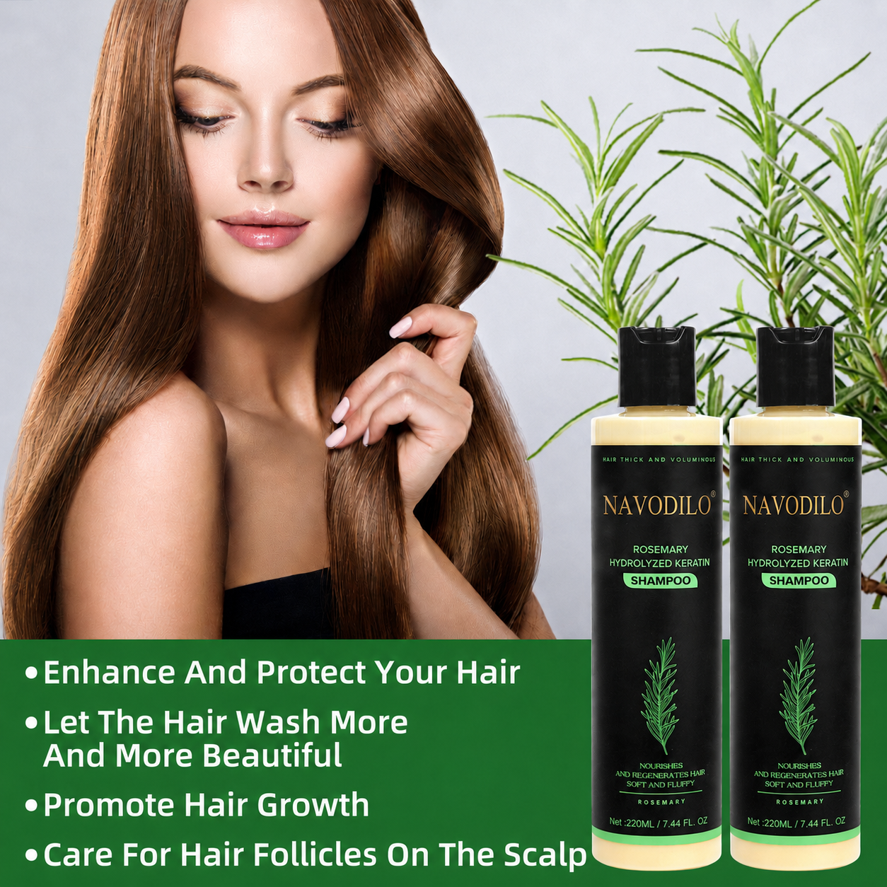 LAST DAY 50% OFF——NAVODILO® Official 200ml Full-Size Rosemary Keratin Scalp Shampoo| Full-size scalp care for thicker-looking, stronger-feeling hair.