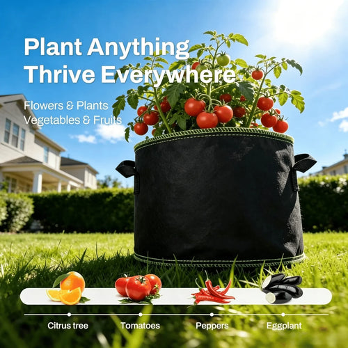 🍅Navozilo® 5-Pack 5 Gallon Grow Bags – Heavy Duty Aeration Fabric Pots🪴