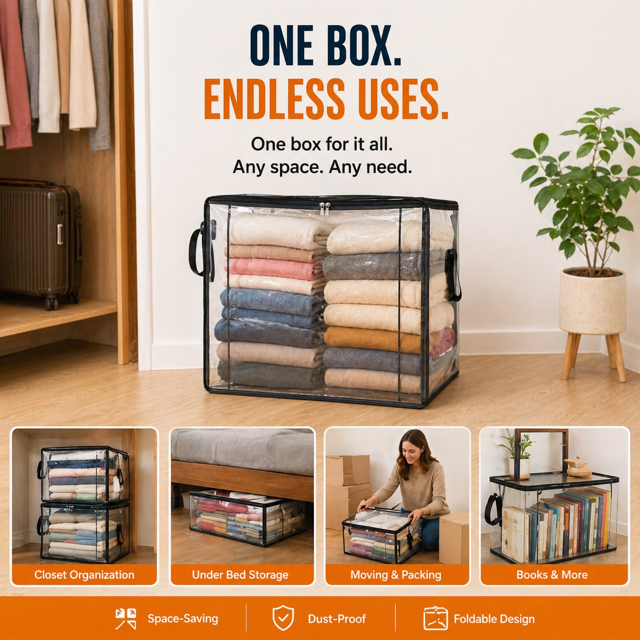 💟💟LAST DAY 50% OFF 📦NAVODILO® Large Heavy-Duty Thick Plastic Clear Storage