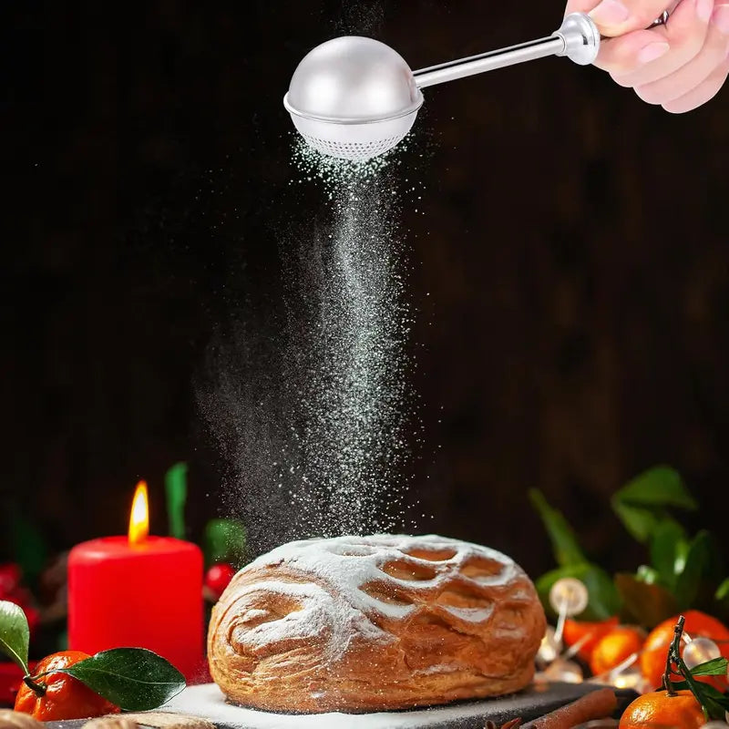 Navozilo®Stainless Steel Powdered Sugar Shaker with Spring-Operated Handle