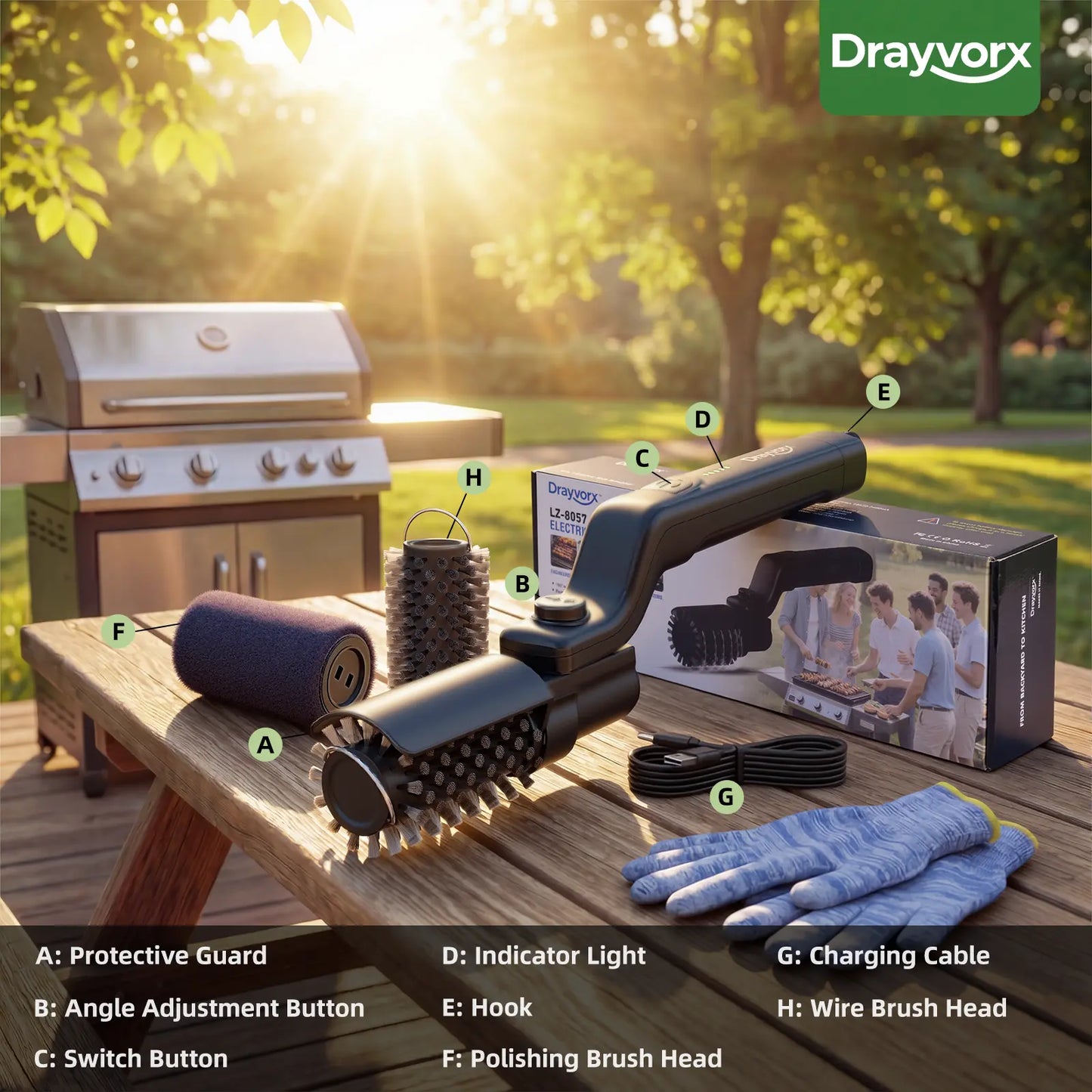 🔥LAST DAY SALE 50% OFF!!——🍡NAVODILO®Cordless Electric BBQ Brush-360° Adjustable Angle 150-Min Runtime Grill Cleaner