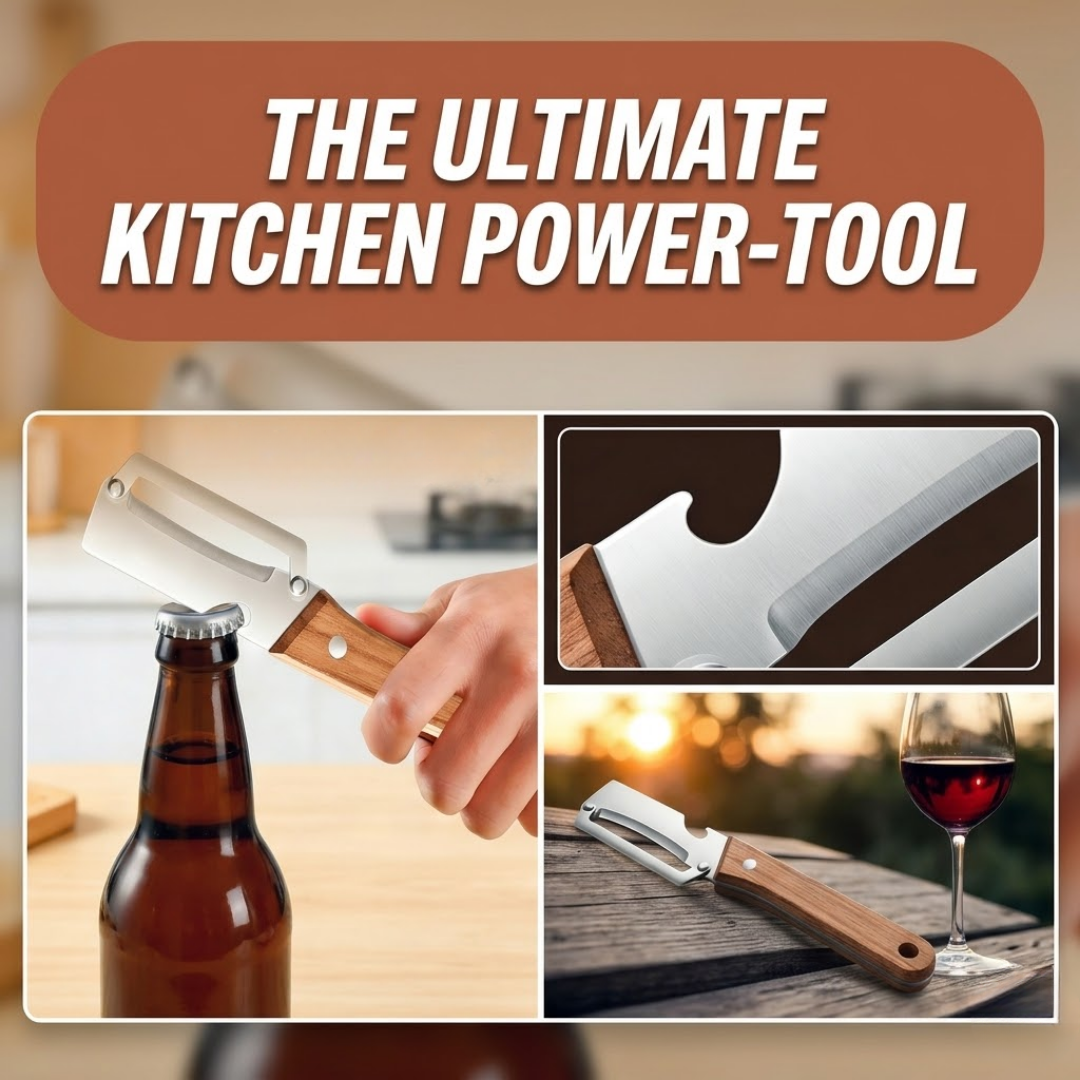 💟💟Navozilo®  3-in-1 Stainless Steel Vegetable Peeler with Wooden Handle & Bottle Opener
