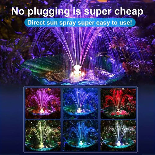 NAVODILO®Solar Fountain with 6 Nozzles – Solar Powered, Rechargeable Battery, LED Option