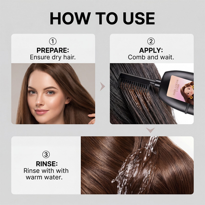 NAVOZILO®3-in-1 Hair Color Comb - Ammonia-Free DIY Hair Dye Shampoo Brush for Flawless Gray Coverage & Root Touch-Up (10-Min Fast Acting)