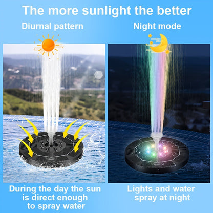 NAVODILO®Solar Fountain with 6 Nozzles – Solar Powered, Rechargeable Battery, LED Option
