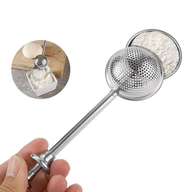 Navozilo®Stainless Steel Powdered Sugar Shaker with Spring-Operated Handle
