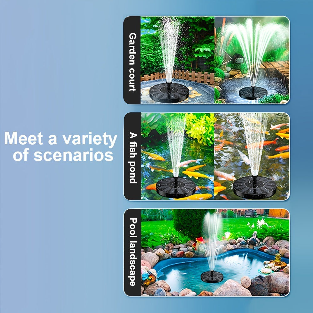 NAVODILO®Solar Fountain with 6 Nozzles – Solar Powered, Rechargeable Battery, LED Option