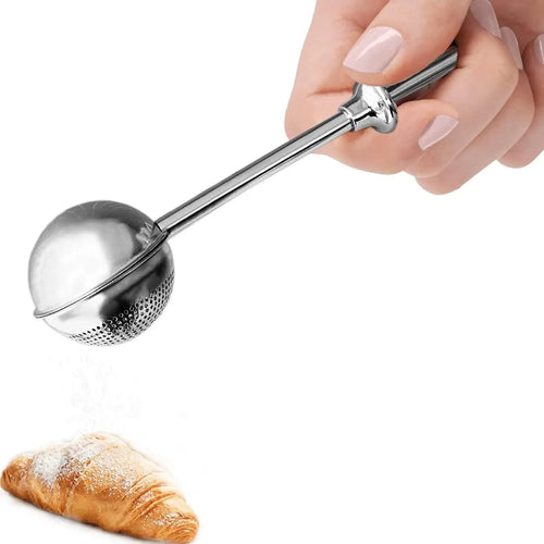Navozilo®Stainless Steel Powdered Sugar Shaker with Spring-Operated Handle