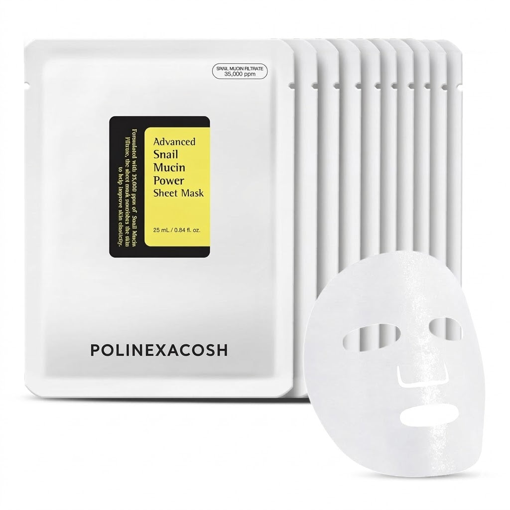 Polinexacosh Snail Mucin Facial Mask for Dry and Sensitive Skin, Deep Hydrating & Soothing Sheet Mask, Skin Repairing & Moisturizing