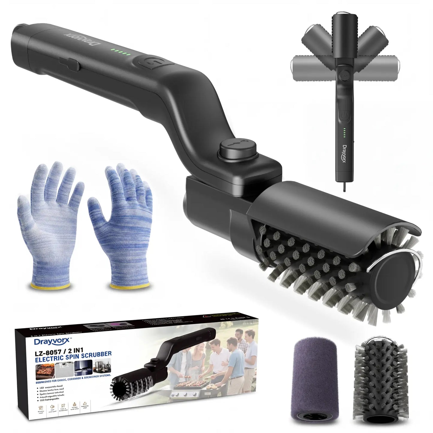 🔥LAST DAY SALE 50% OFF!!——🍡NAVODILO®Cordless Electric BBQ Brush-360° Adjustable Angle 150-Min Runtime Grill Cleaner