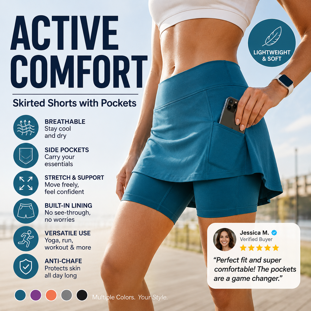 🌟50% OFF â€?🎁Anti-Chafing Active Skort â€?Super soft and comfortable🔥