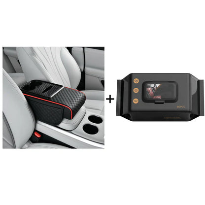 Navozilo® Premium Car Armrest Storage with Integrated Cup Holders & Tissue Station (Upsell)