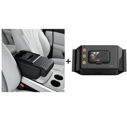 Navozilo® Premium Car Armrest Storage with Integrated Cup Holders & Tissue Station (Upsell)