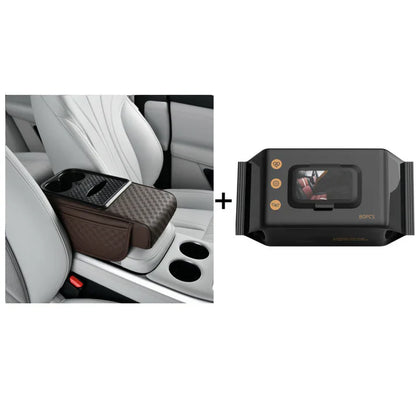 Navozilo® Premium Car Armrest Storage with Integrated Cup Holders & Tissue Station (Upsell)